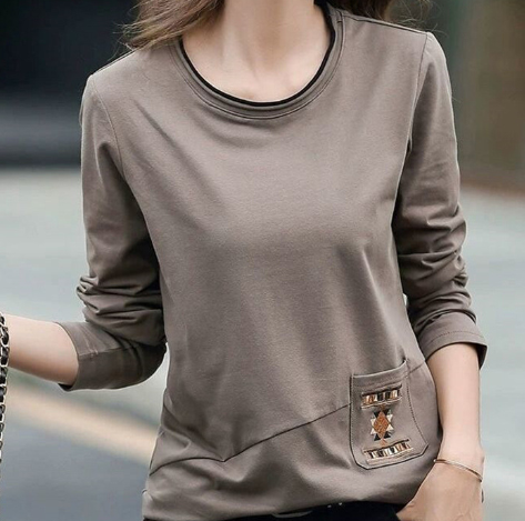 Korean Casual Women's Slim Fit Cotton T-Shirt