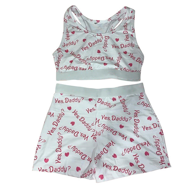 Summer Fashion Digital Print Activewear Set (Two Pieces)