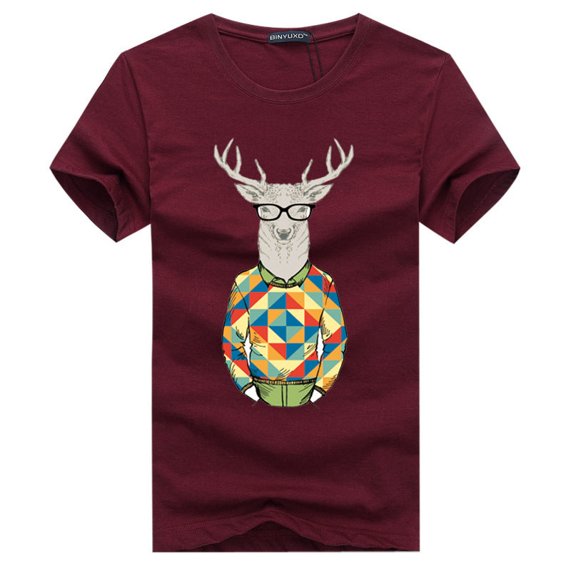 Binyuxd Men's Cotton Summer T-Shirt Casual Print