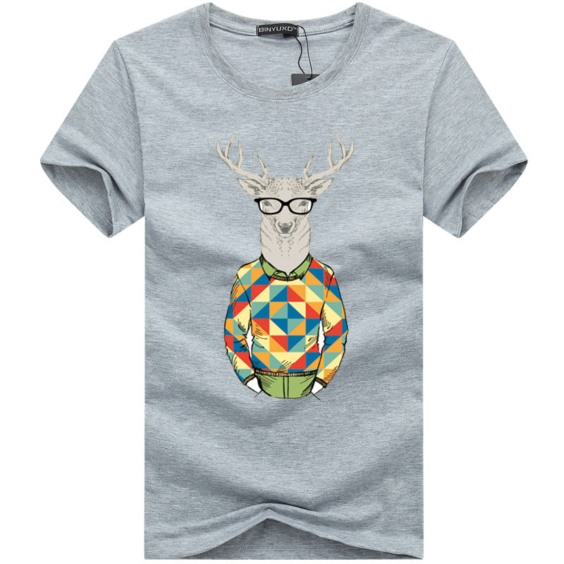 Binyuxd Men's Cotton Summer T-Shirt Casual Print