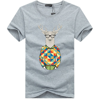 Binyuxd Men's Cotton Summer T-Shirt Casual Print